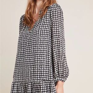 Maeve Black and White Houndstooth Blouse